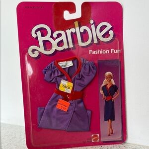 Vintage NWT Barbie Fashion Fun Purple and Red Dress